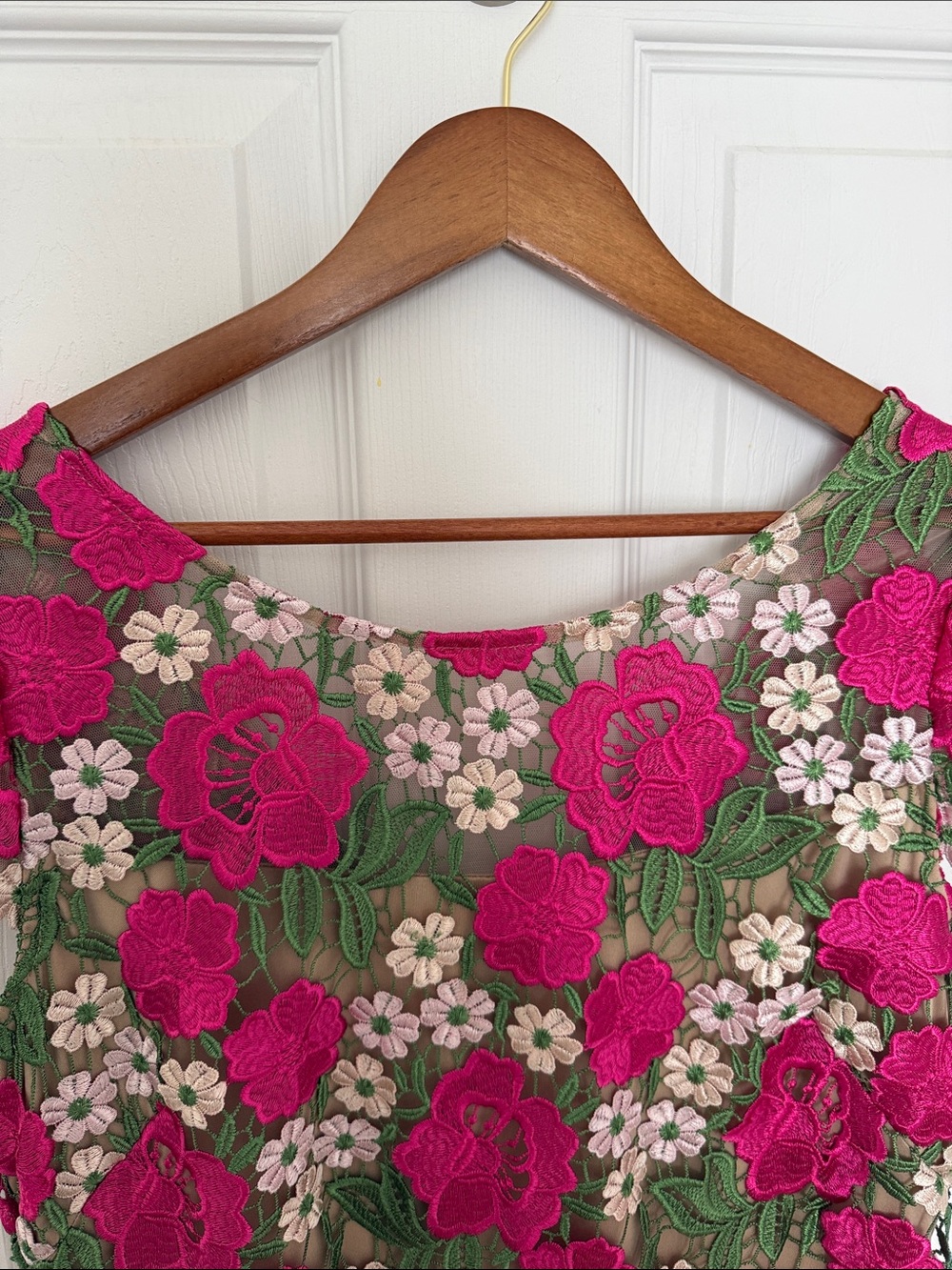 Xscape Fuchsia & Green Floral Lace Midi Dress - Picture 7 of 7